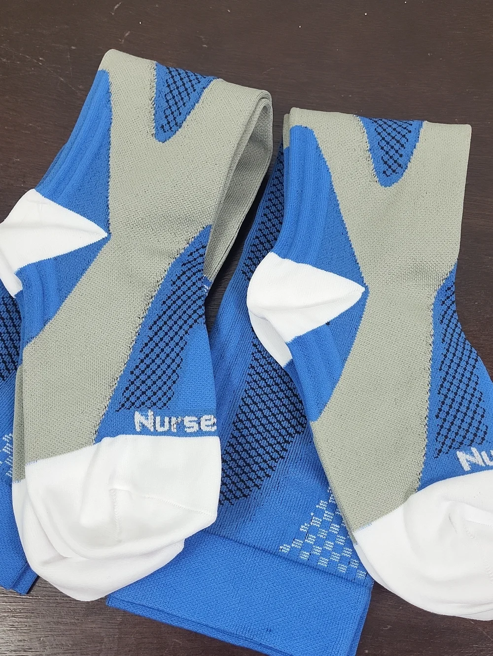 Nurse Yard Blue Athletic Compression Socks - Performance Support. Bundle of 2